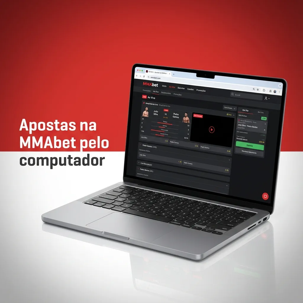 Pessoa usando computador para acessar o site da MMAbet e fazer apostas esportivas diretamente no navegador