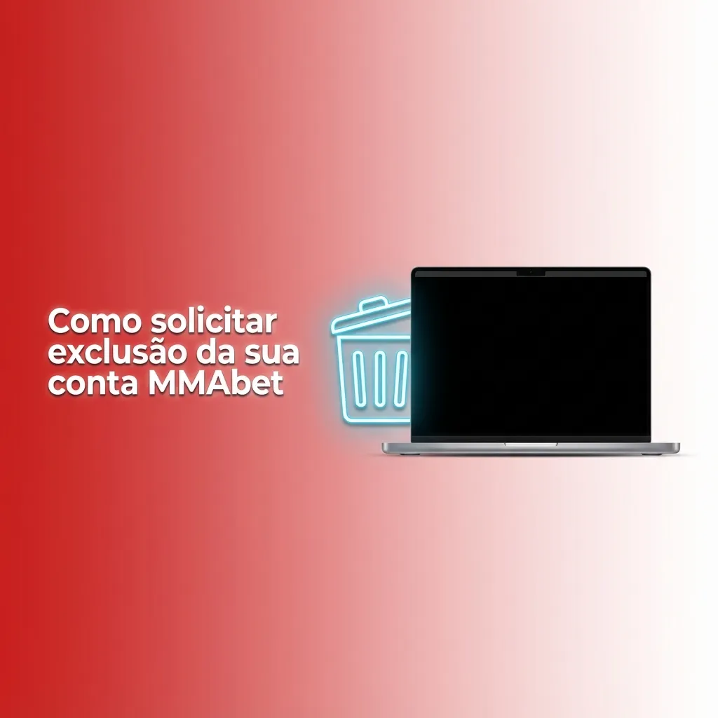 Tela em português mostrando passo a passo para solicitar exclusão de conta MMAbet via login e contato com suporte