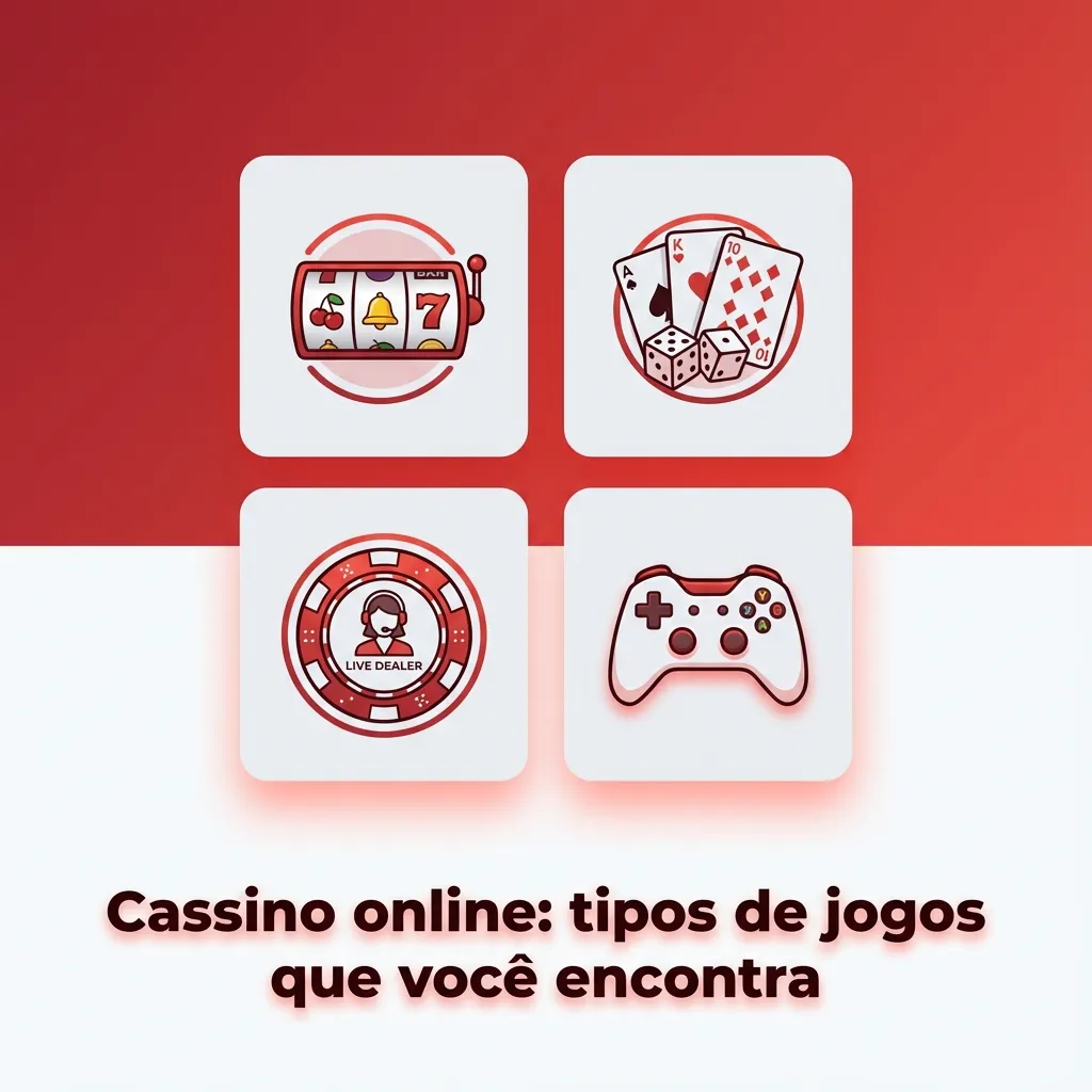 Tela de cassino online com slots, roleta, blackjack, bacará e game shows ao vivo, destacando variedade de jogos