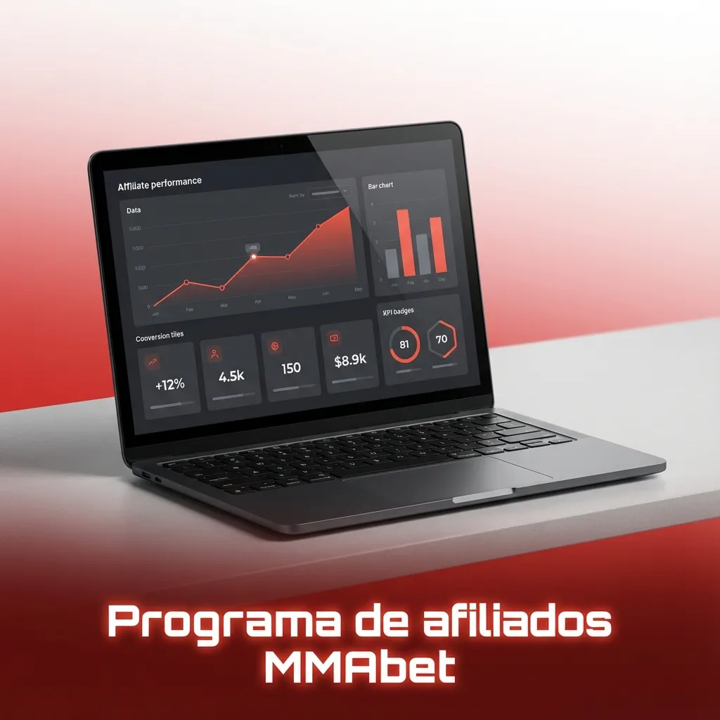 Banner do programa de afiliados MMAbet, com destaque para comissões, materiais de divulgação e suporte dedicado