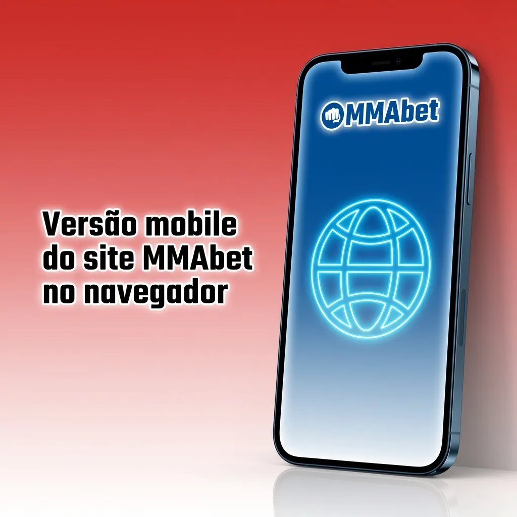 Tela de smartphone exibindo o site mobile MMAbet no navegador com opções de apostas, cassino, bônus e pagamentos